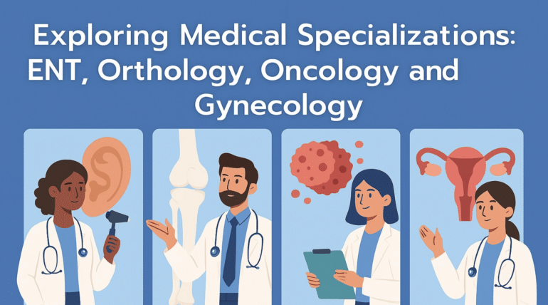 Medical students exploring specializations like ENT, Orthopedics, Oncology, and Gynecology in India