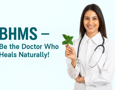 A BHMS student studying homeopathic remedies and natural healing methods in a medical classroom