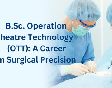 A doctor assisting in surgery and managing instruments during the B.Sc. OTT course.